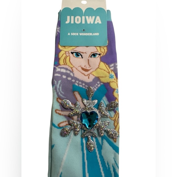JIOIWA Disney Frozen Elsa Knee-High blue & white Socks w/ Sparkly Embellishment - Picture 4 of 5